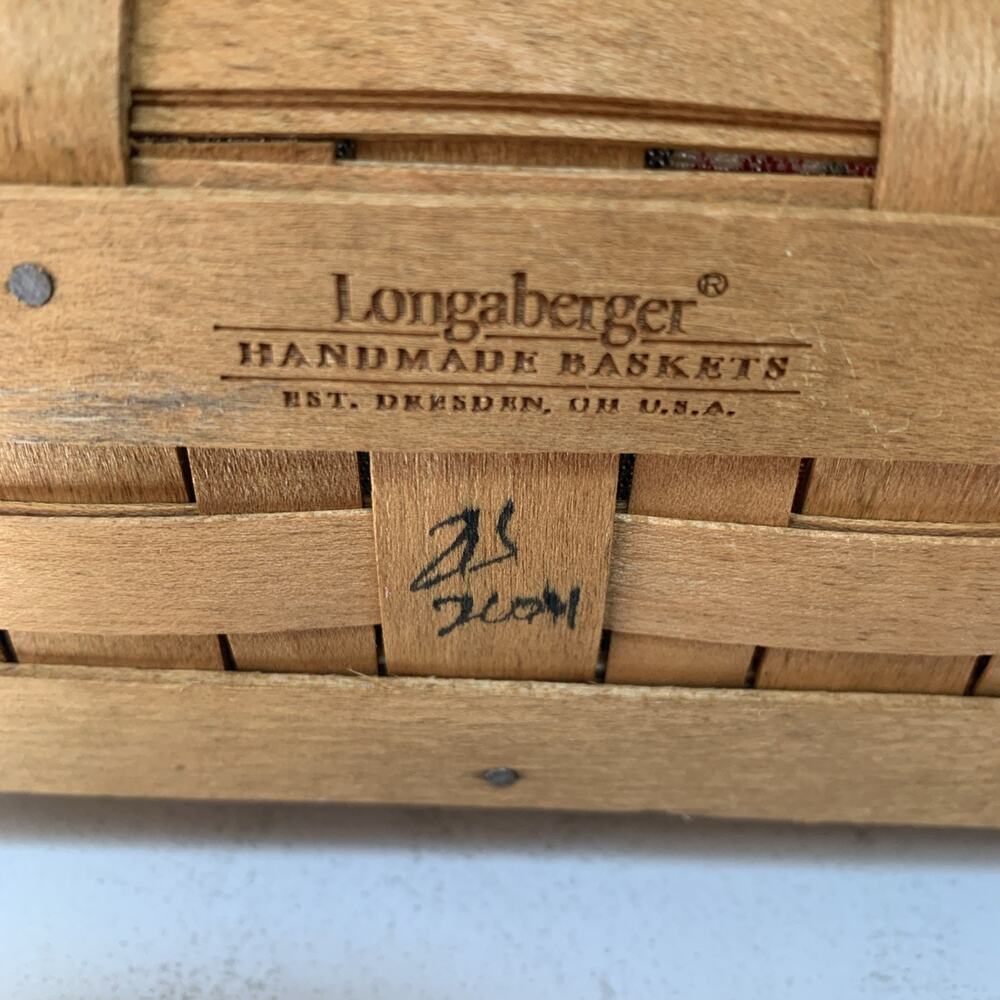 Longaberger 2004 Knick Knack Basket Set Liner Protector Leather Handles - Picture 3 of 7